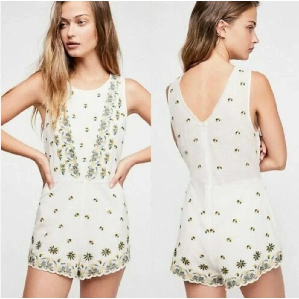 Free People Margarita Embroidered Romper
